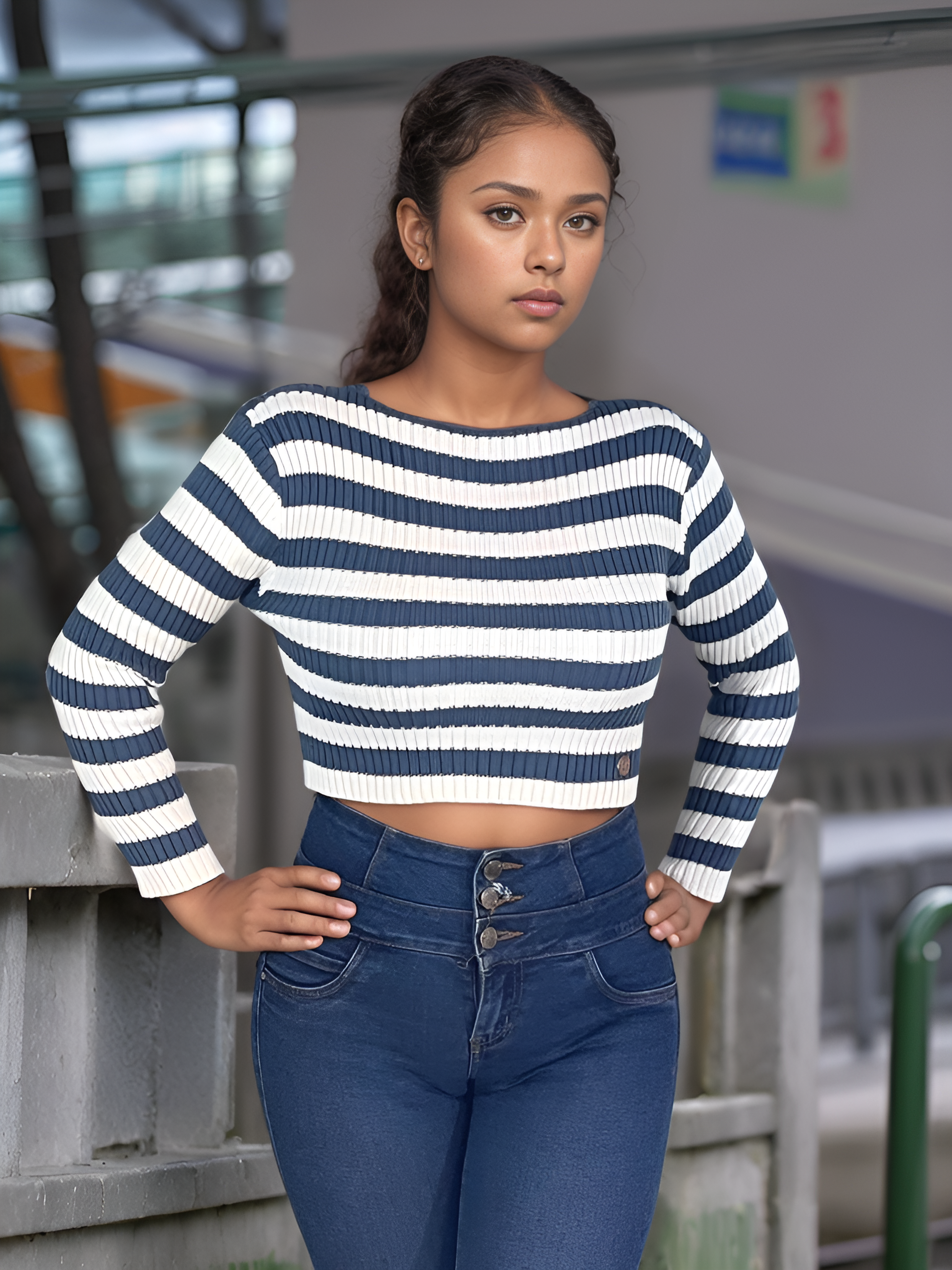 Crop Top Rayado de Hilo
